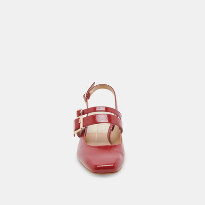 PATZY HEELS CRIMSON CRINKLE PATENT LEATHER - Dolce Vita