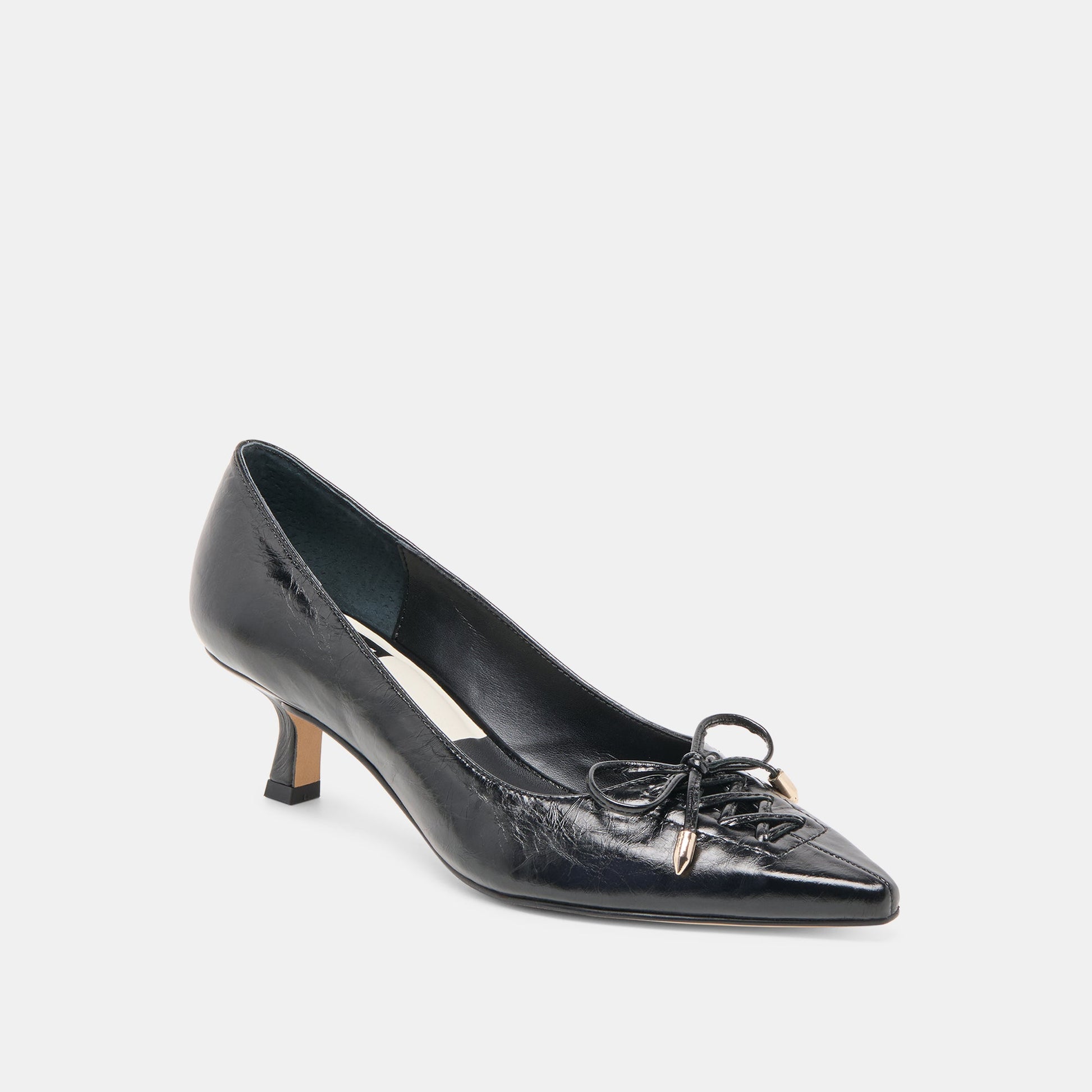 Clarie Midnight Crinkle Patent Leather Heels - Dolce Vita