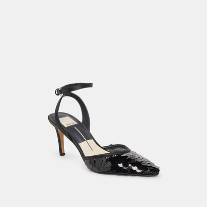 Elizza Confetti Onyx Woven Mesh Heels - Dolce Vita