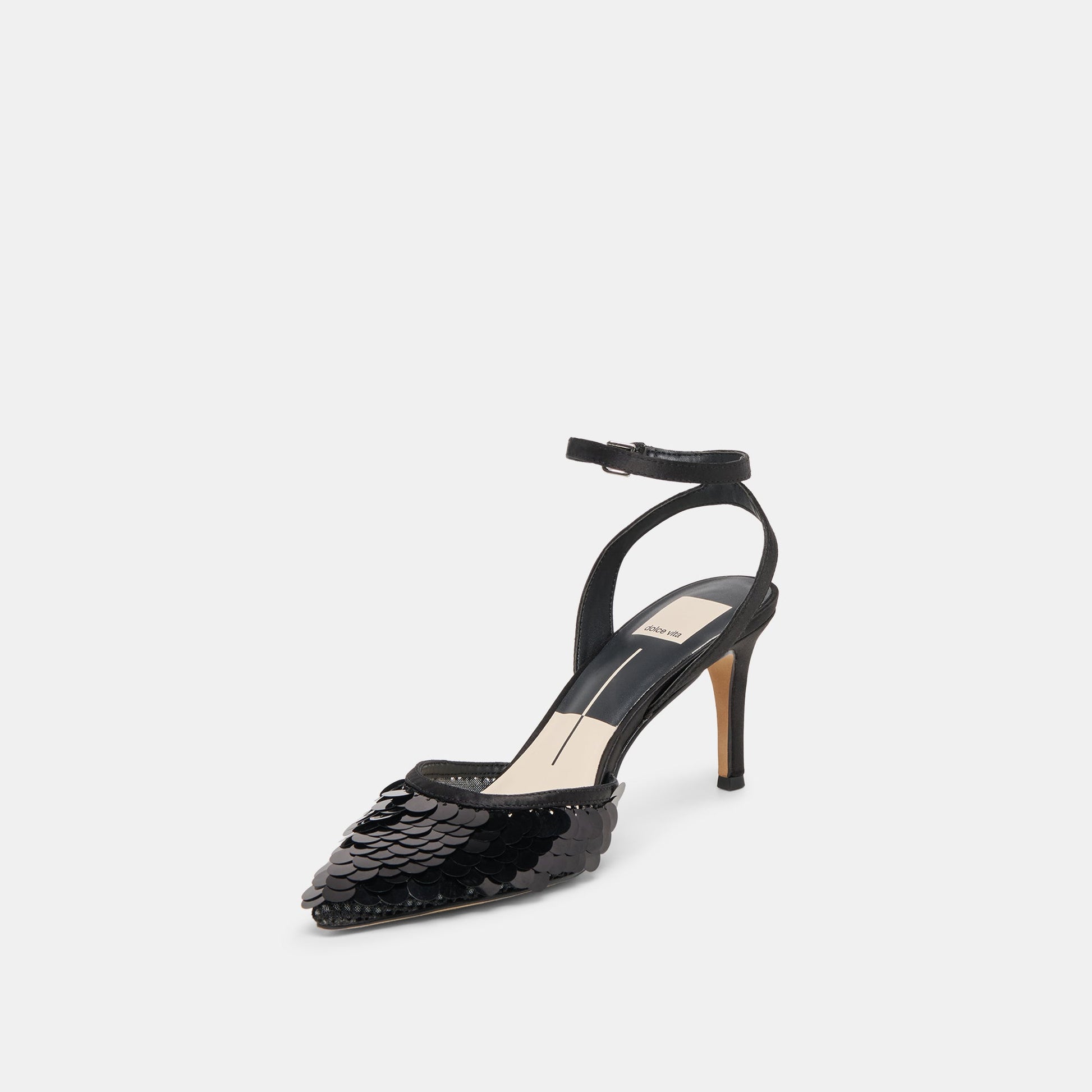 Elizza Confetti Onyx Woven Mesh Heels - Dolce Vita