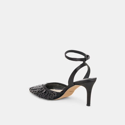 Elizza Confetti Onyx Woven Mesh Heels - Dolce Vita