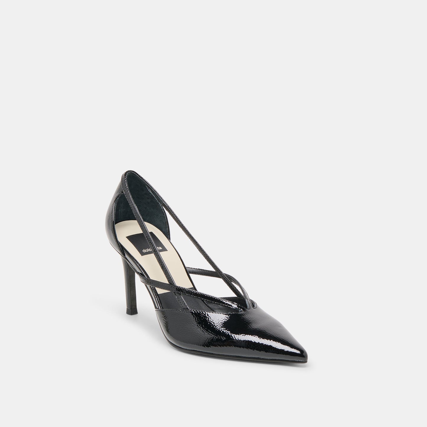 Kaine Midnight Crinkle Patent Leather Heels - Dolce Vita