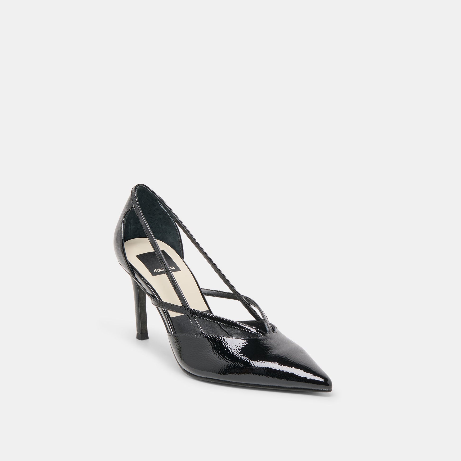 Kaine Midnight Crinkle Patent Leather Heels - Dolce Vita