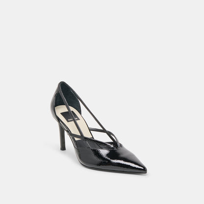 Kaine Midnight Crinkle Patent Leather Heels - Dolce Vita