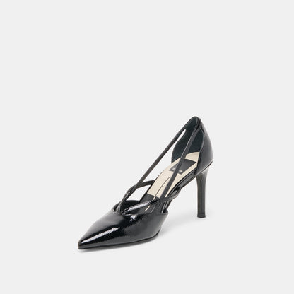 Kaine Midnight Crinkle Patent Leather Heels - Dolce Vita