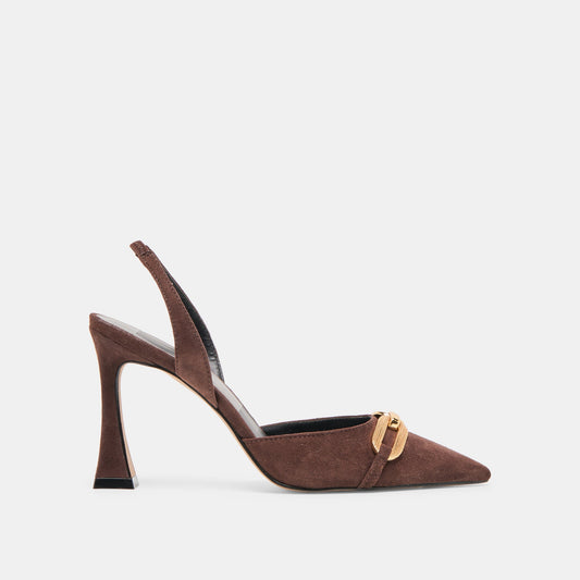 Malik Mahogany Nubuck Heels - Dolce Vita