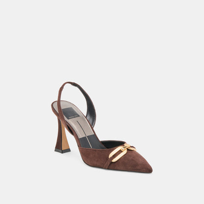 Malik Mahogany Nubuck Heels - Dolce Vita