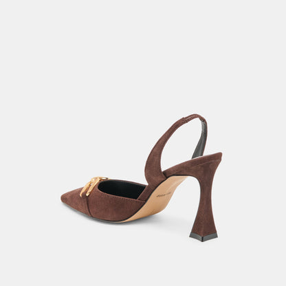 Malik Mahogany Nubuck Heels - Dolce Vita