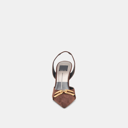 Malik Mahogany Nubuck Heels - Dolce Vita