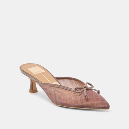Cleo Cognac Plaid Mesh Heels - Dolce Vita