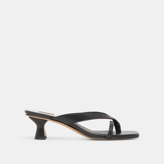 BREVEL HEELS ONYX LEATHER - Dolce Vita
