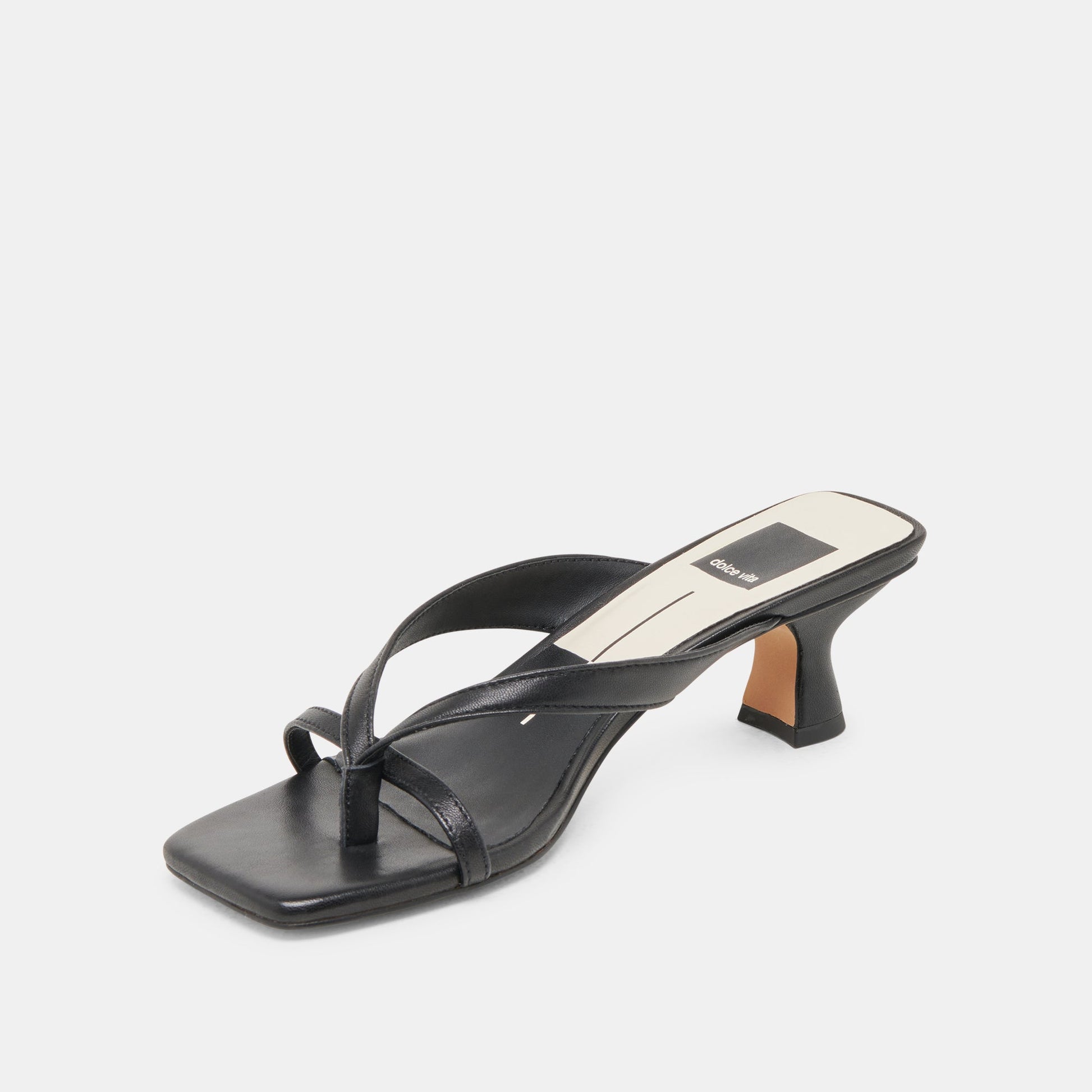 BREVEL HEELS ONYX LEATHER - Dolce Vita