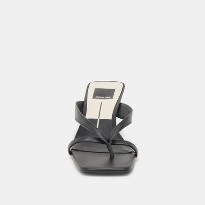 BREVEL HEELS ONYX LEATHER - Dolce Vita