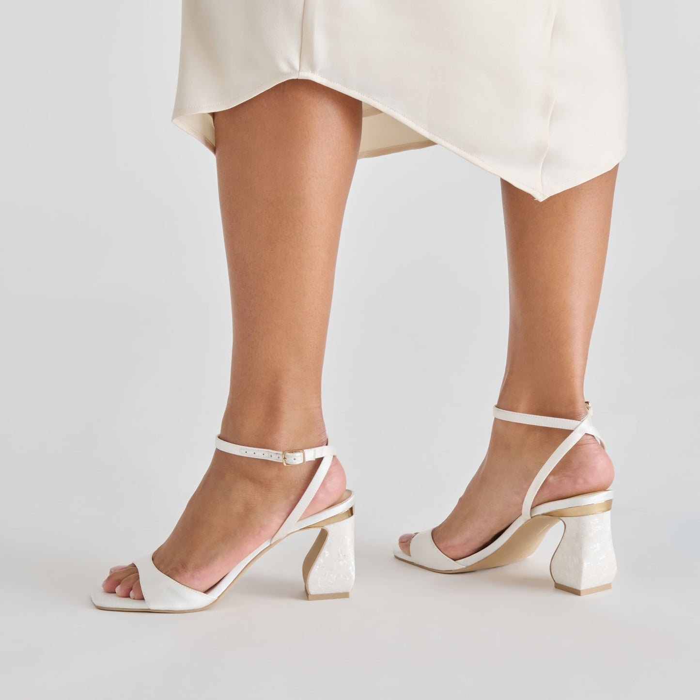 Tilda True White Satin Heels - Dolce Vita