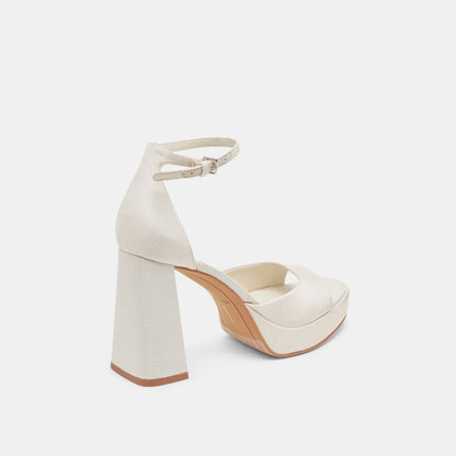 PANDRO WIDE HEELS WHITE SATIN - Dolce Vita