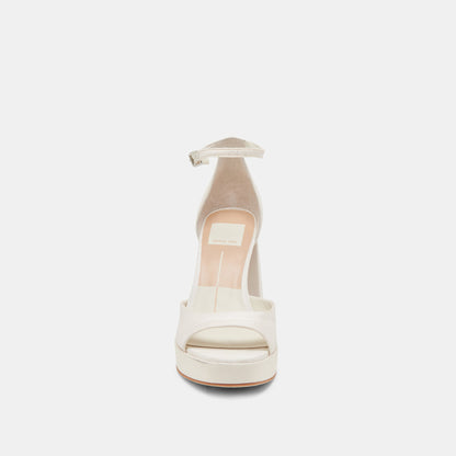 PANDRO WIDE HEELS WHITE SATIN - Dolce Vita