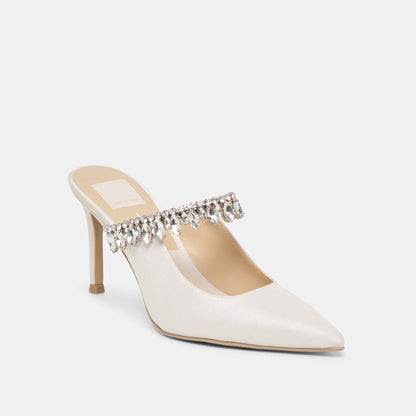 Keli Crystal White Satin Heels - Dolce Vita