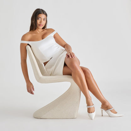 Keli Crystal White Satin Heels - Dolce Vita
