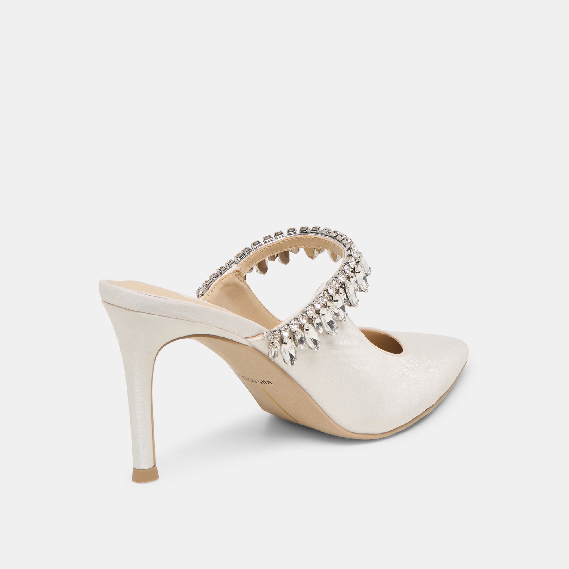 Keli Crystal White Satin Heels - Dolce Vita
