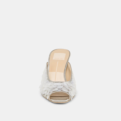 Samary Confetti Silver Satin Heels - Dolce Vita