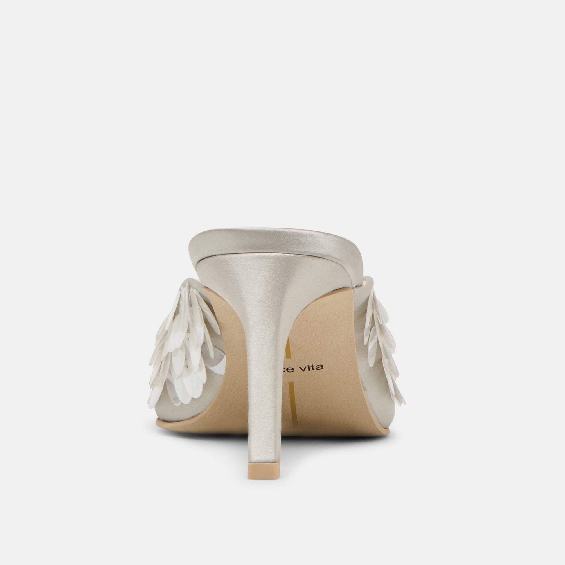 Samary Confetti Silver Satin Heels - Dolce Vita