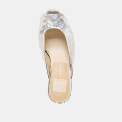 Samary Confetti Silver Satin Heels - Dolce Vita