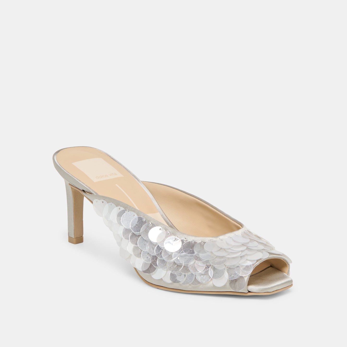 Samary Confetti Silver Satin Heels - Dolce Vita