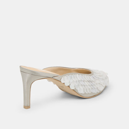 Samary Confetti Silver Satin Heels - Dolce Vita
