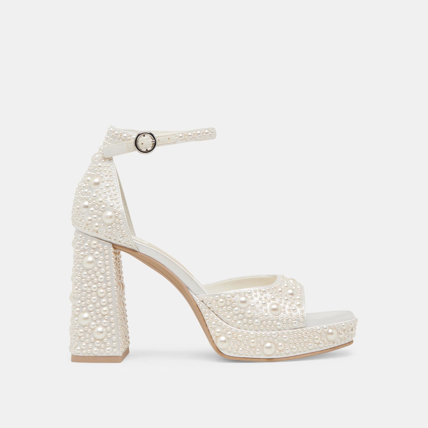 PANDRO PEARL HEELS TRUE WHITE SATIN - Dolce Vita