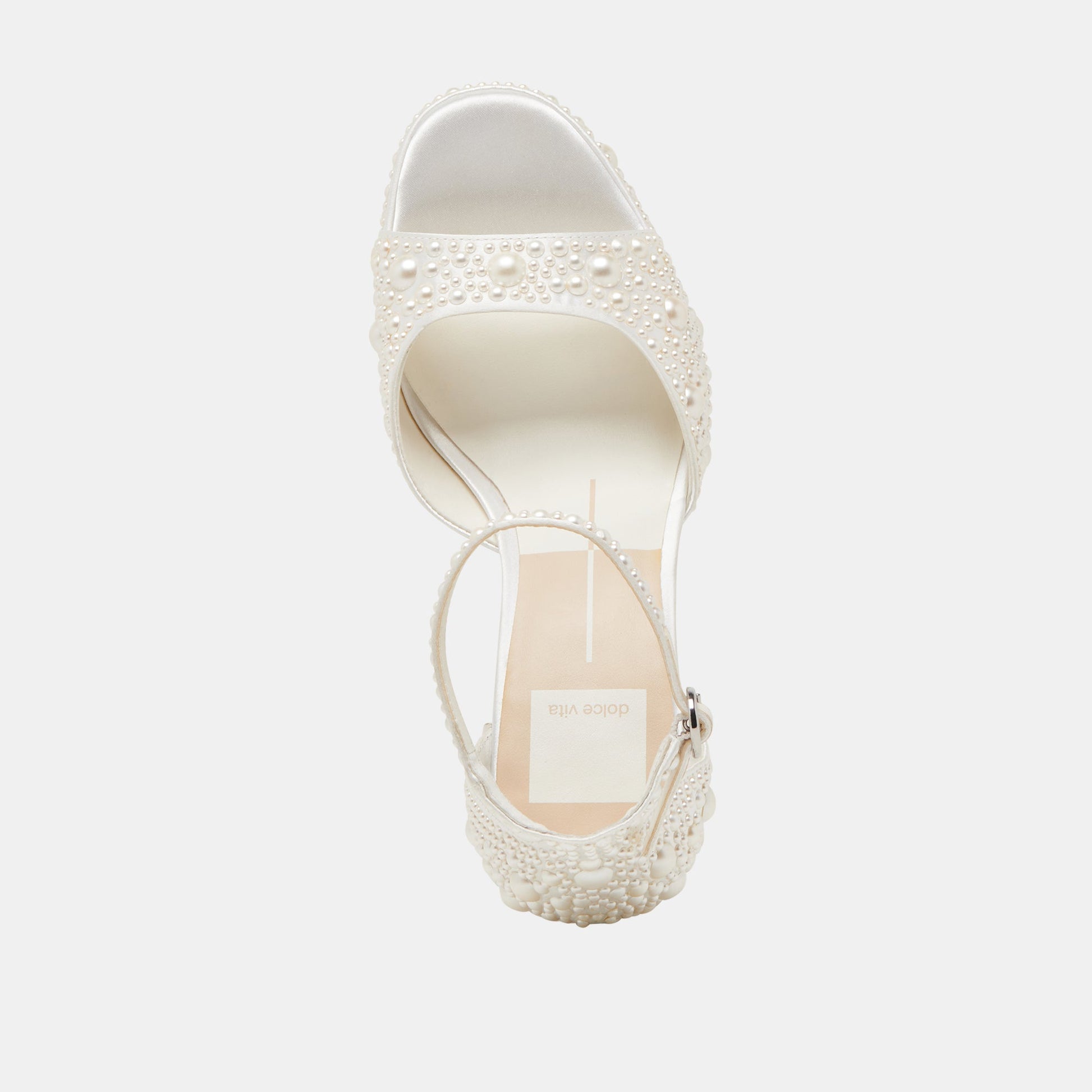 PANDRO PEARL HEELS TRUE WHITE SATIN - Dolce Vita