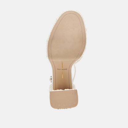 PANDRO PEARL HEELS TRUE WHITE SATIN - Dolce Vita
