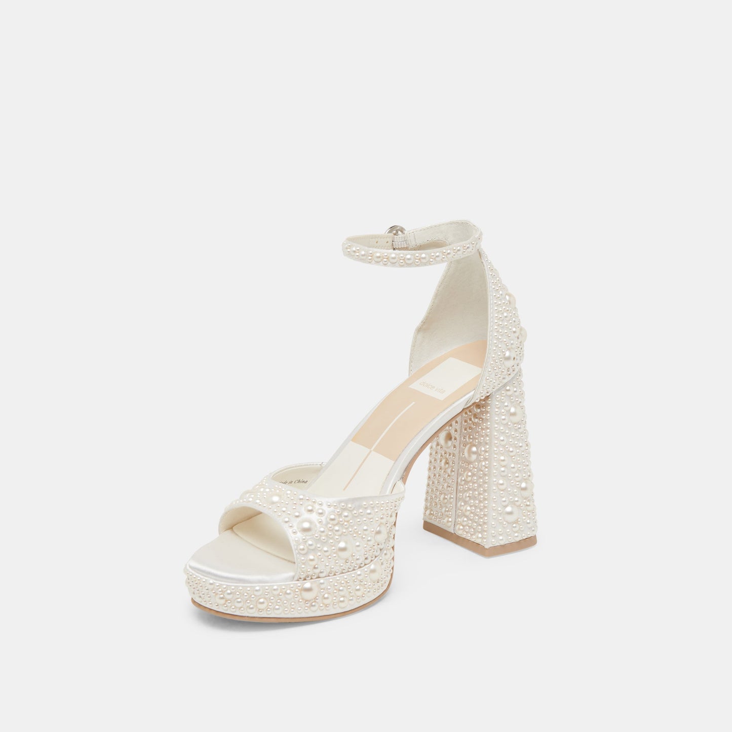 PANDRO PEARL HEELS TRUE WHITE SATIN - Dolce Vita