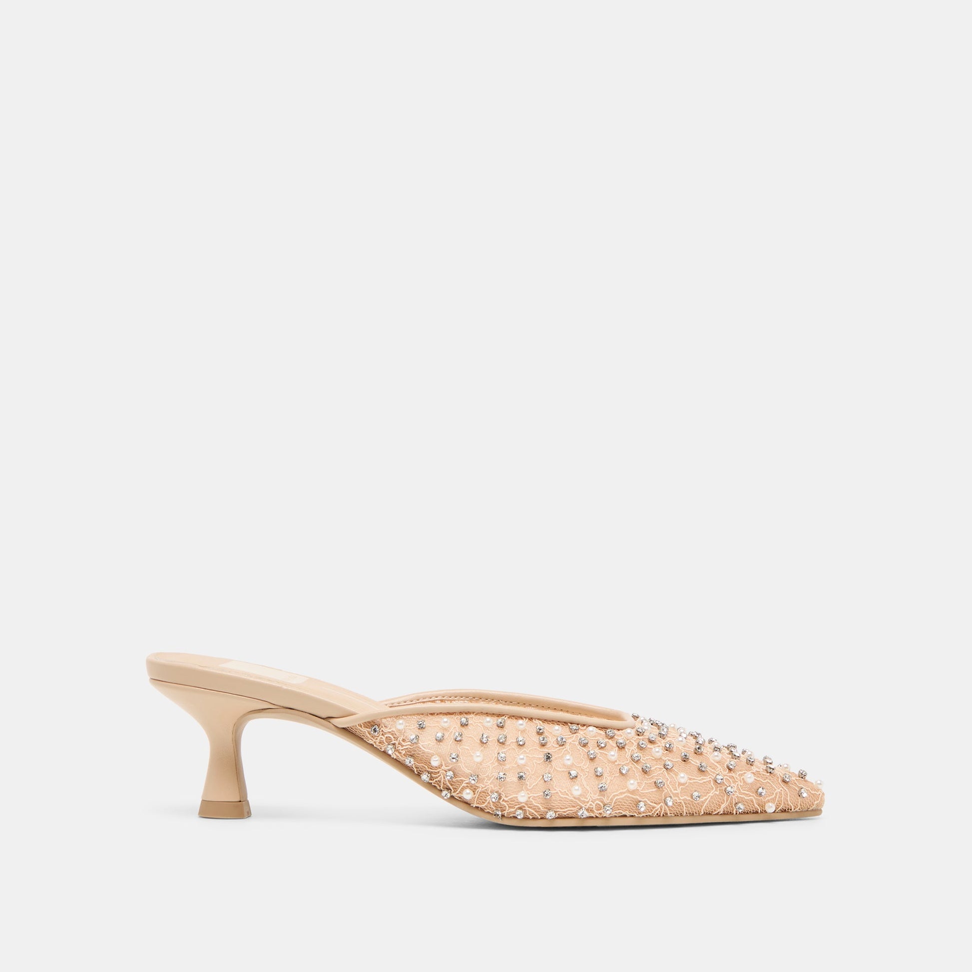 Cleo Pearl Blush Lace Mesh Heels - Dolce Vita