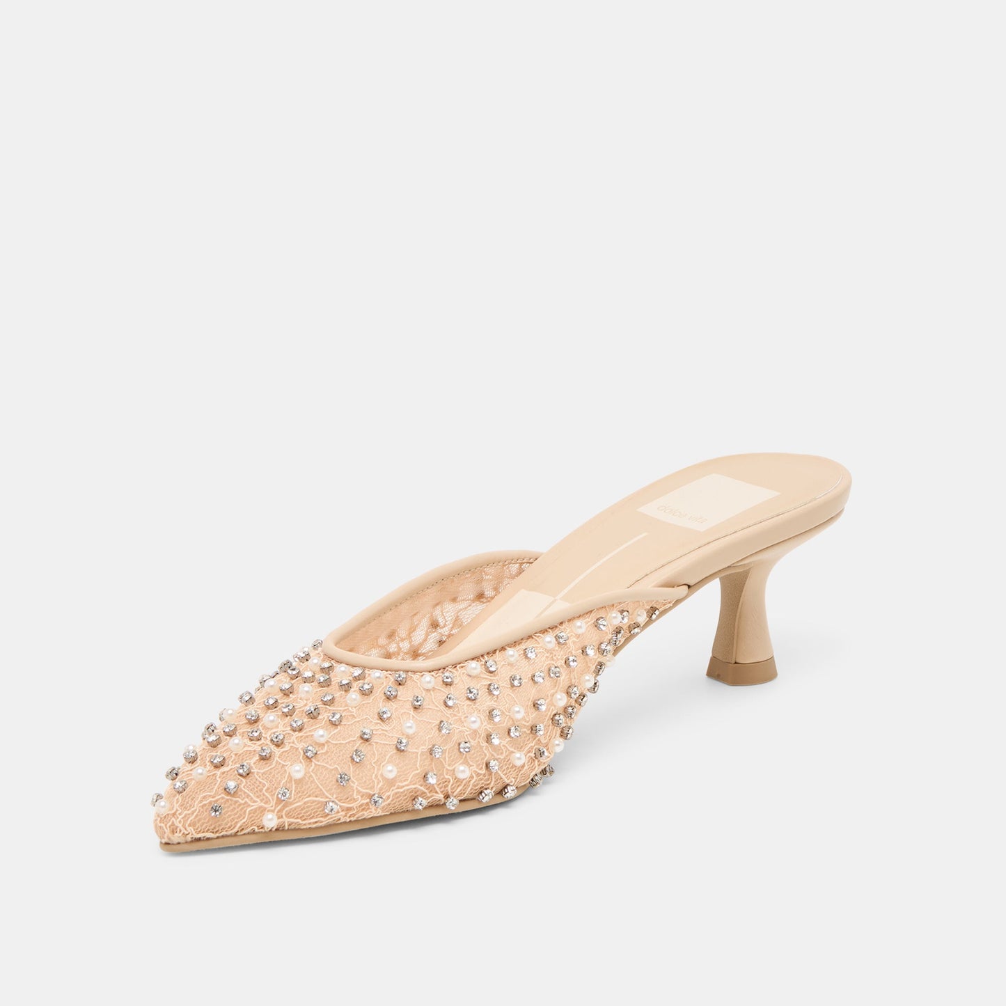 Cleo Pearl Blush Lace Mesh Heels - Dolce Vita