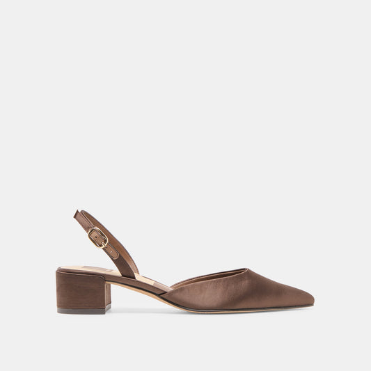 Carel Dk Brown Satin Heels - Dolce Vita