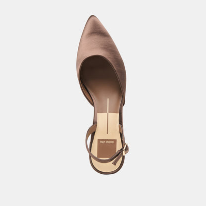 Carel Dk Brown Satin Heels - Dolce Vita
