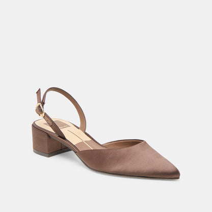 Carel Dk Brown Satin Heels - Dolce Vita