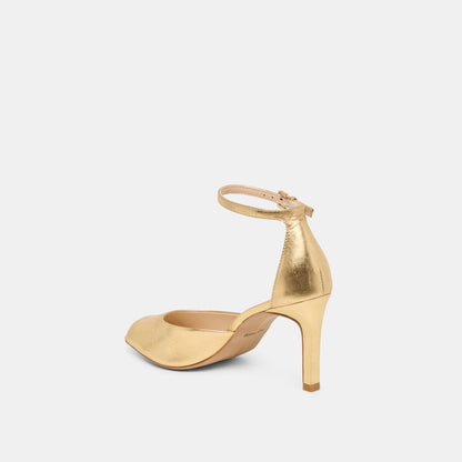 Serlo Gold Crinkle Patent Heels - Dolce Vita