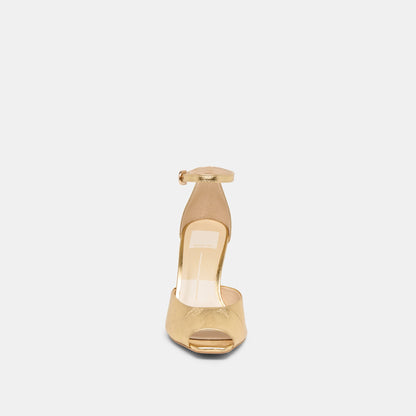 Serlo Gold Crinkle Patent Heels - Dolce Vita