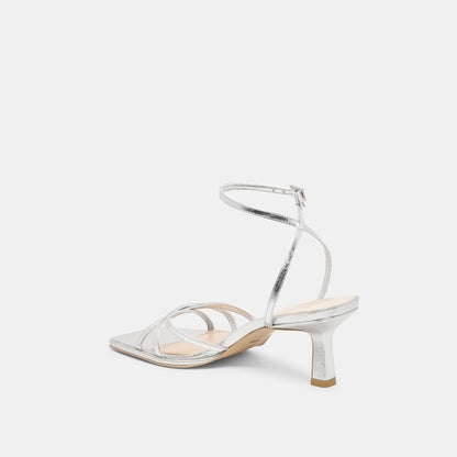Manji Silver Metallic Leather Heels - Dolce Vita