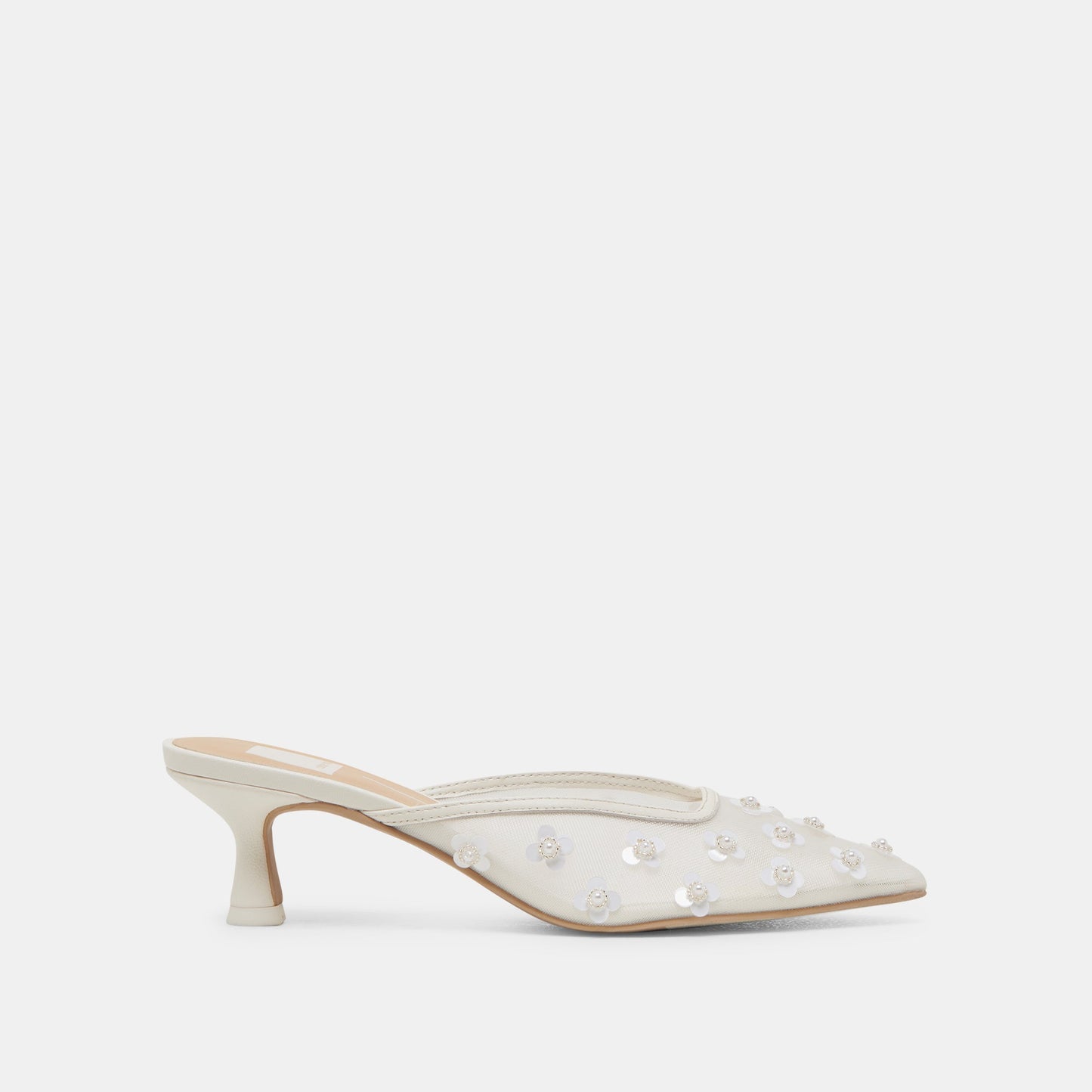 CLARA PEARL HEELS TRUE WHITE DAISY MESH - Dolce Vita