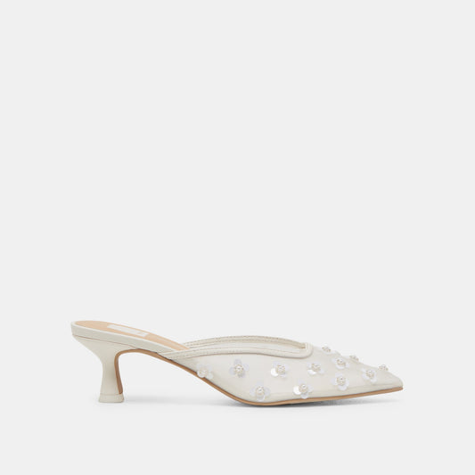 CLARA PEARL HEELS TRUE WHITE DAISY MESH - Dolce Vita