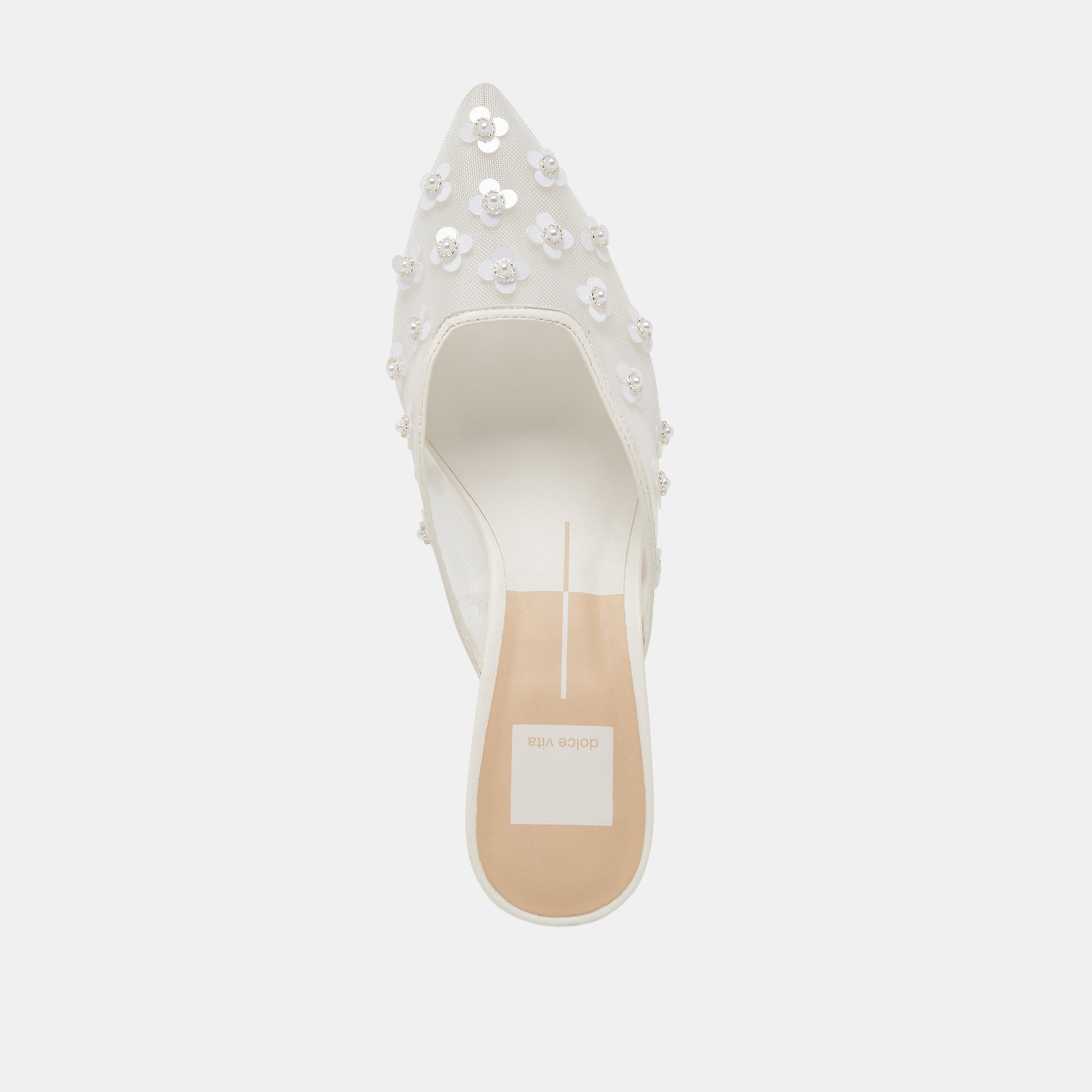 CLARA PEARL HEELS TRUE WHITE DAISY MESH - Dolce Vita