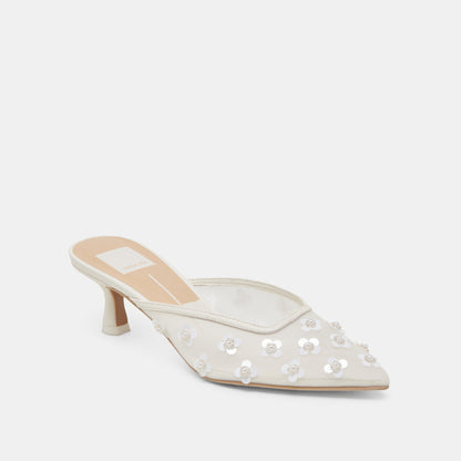 CLARA PEARL HEELS TRUE WHITE DAISY MESH - Dolce Vita