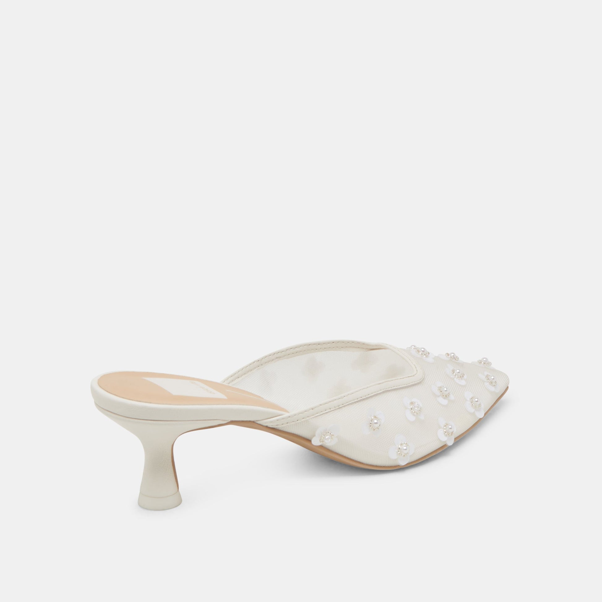 CLARA PEARL HEELS TRUE WHITE DAISY MESH - Dolce Vita