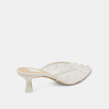 CLARA PEARL HEELS TRUE WHITE DAISY MESH - Dolce Vita