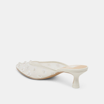 CLARA PEARL HEELS TRUE WHITE DAISY MESH - Dolce Vita