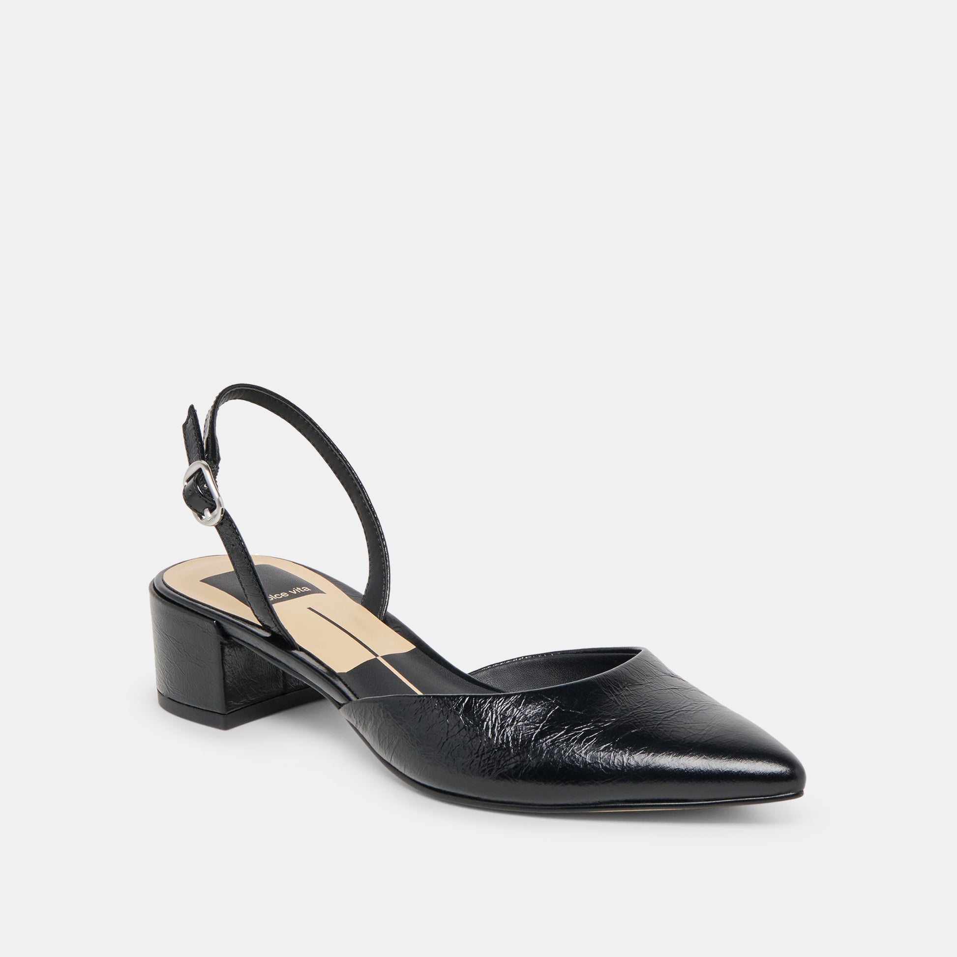 Carel Midnight Crinkle Patent Leather Heels - Dolce Vita