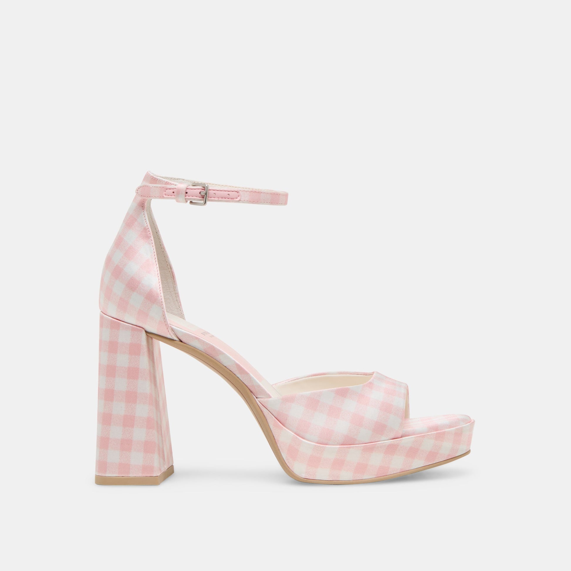Reyes X Byrdie Golf Pink Plaid Gingham Heels - Dolce Vita