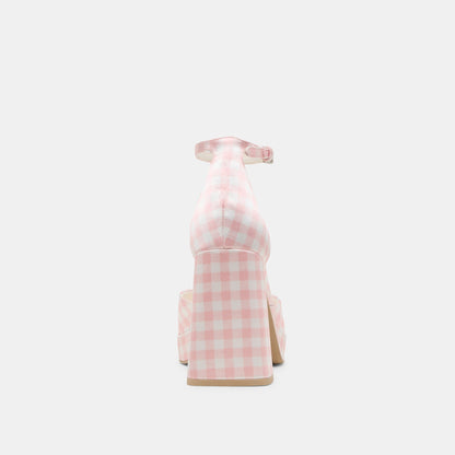 Reyes X Byrdie Golf Pink Plaid Gingham Heels - Dolce Vita